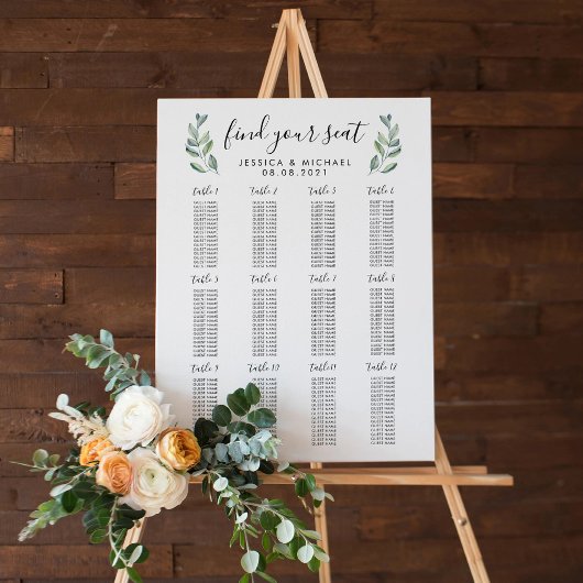 Poster Plan de table de mariage grand format 12 pour 192