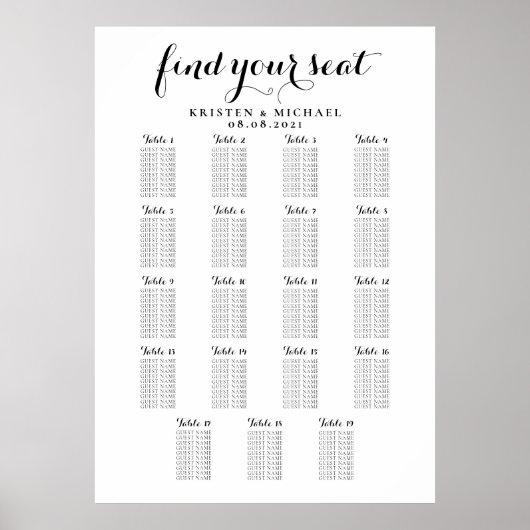 Poster Plan de table de mariage grand format 19 (Devant)