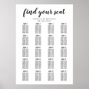 Poster Plan de table de mariage grand format 20 tables