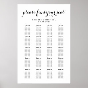 Poster Plan de table de mariage grand format 20 tables
