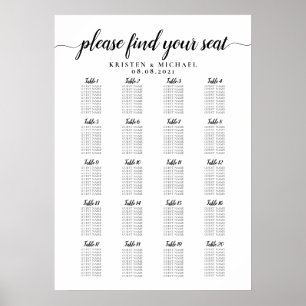 Poster Plan de table de mariage grand format 20 tables