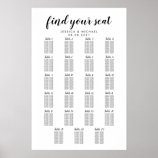 Poster Plan de table de mariage grand format 23 (Devant)