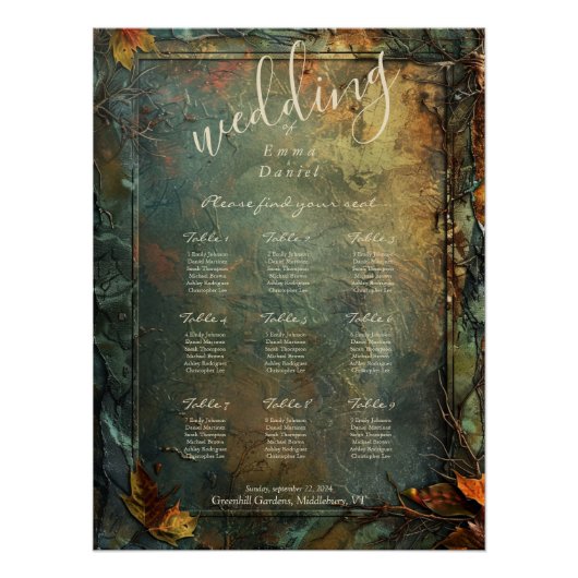 Poster Plan de table de mariage Hobbiton Haven (Devant)