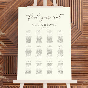 Poster Plan de table de mariage Ivory et Taupe 12 tables