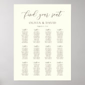 Poster Plan de table de mariage Ivory et Taupe 12 tables (Devant)