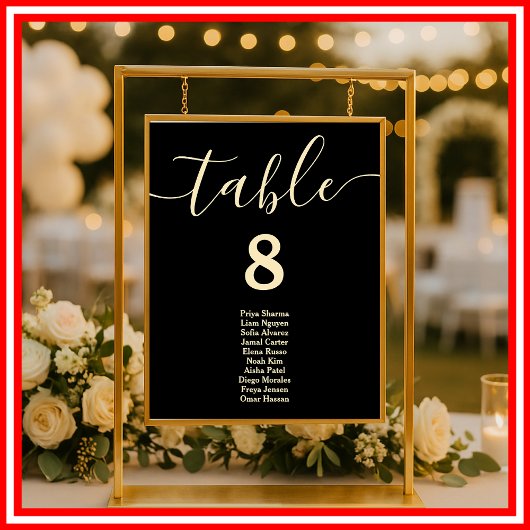 Poster Plan de table de mariage jaune beurre