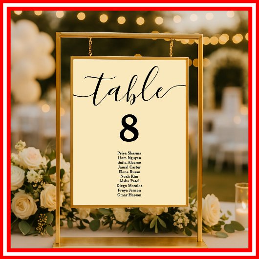 Poster Plan de table de mariage jaune beurre