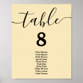 Poster Plan de table de mariage jaune beurre (Devant)