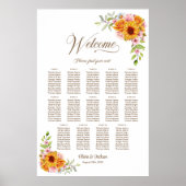 Poster Plan de table de mariage jaune rose 14 (Devant)