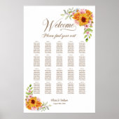 Poster Plan de table de mariage jaune rose 20 (Devant)