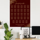Poster Plan de table de mariage Lacy Gold 29 Auburn (Bureau à domicile)