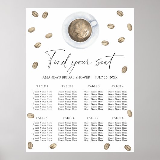 Poster Plan de table de mariage Love is brewing (Devant)