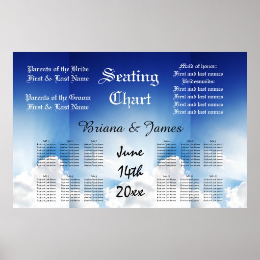 Poster Plan de table de mariage mariée marié invités (Devant)