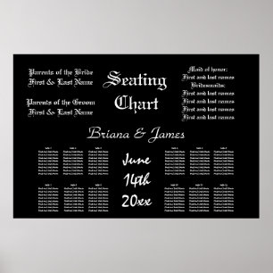 Poster Plan de table de mariage mariée marié invités de m