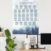 Poster Plan de table de mariage Misty Blue Pines 28 table (Bureau à domicile)