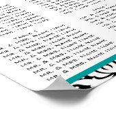 Poster Plan de table de mariage modèle damas sarcelle (Coin)