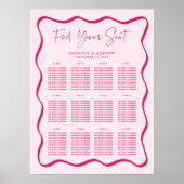 Poster Plan de table de mariage moderne à cadre ondulé ro (Devant)