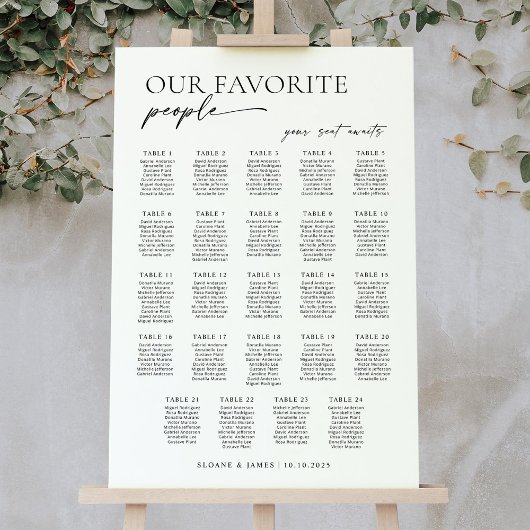 Poster Plan de table de mariage moderne avec 24 tables