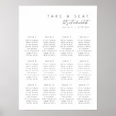 Poster Plan de table de mariage moderne élégant simple (Devant)