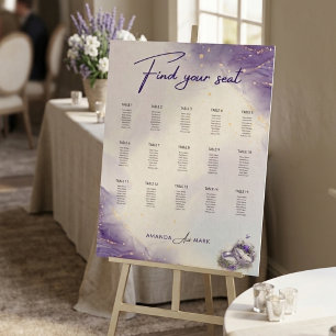 Poster Plan de table de mariage moderne minimaliste lilas