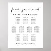 Poster Plan de table de mariage moderne pour 10 tables (Devant)