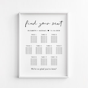 Poster Plan de table de mariage moderne pour 10 tables