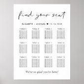 Poster Plan de table de mariage moderne pour 12 tables (Devant)