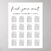 Poster Plan de table de mariage moderne pour 16 tables (Devant)