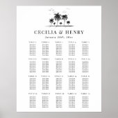 Poster Plan de table de mariage moderne sur la plage (Devant)