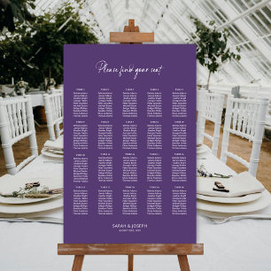 Poster Plan de table de mariage moderne violet 20