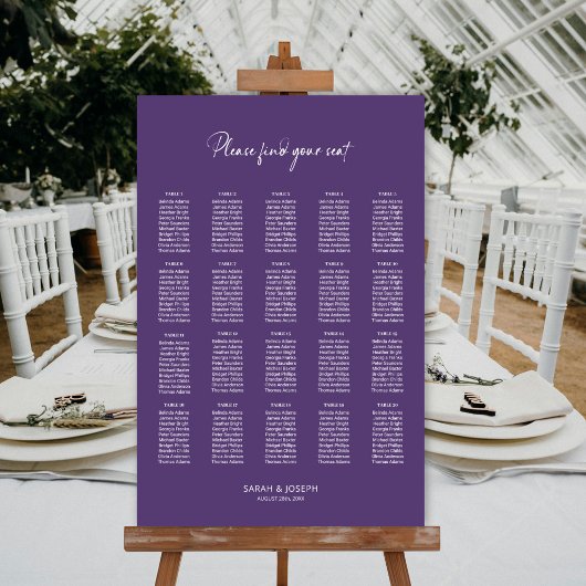 Poster Plan de table de mariage moderne violet 20