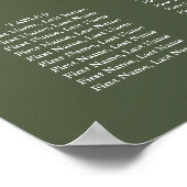 Poster Plan de table de mariage Monogramme Vert Olive (Coin)