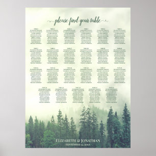 Poster Plan de table de mariage Montagne Verte Pin 23 tab