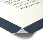 Poster Plan de table de mariage Navy & Ecru Classic Scrip (Coin)