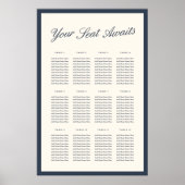 Poster Plan de table de mariage Navy & Ecru Classic Scrip (Devant)