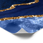 Poster Plan de table de mariage Navy Gold Agate 10 tables (Coin)