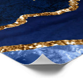 Poster Plan de table de mariage Navy Gold Agate 12 tables (Coin)