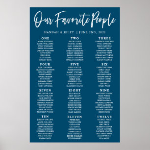 Poster Plan de table de mariage Navy Nos personnes préfér