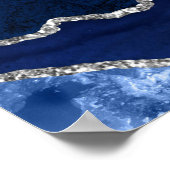 Poster Plan de table de mariage Navy Silver Agate 10 tabl (Coin)