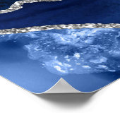 Poster Plan de table de mariage Navy Silver Agate 8 table (Coin)