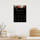 Poster Plan de table de mariage noir avec fleurs en terre (Cuisine)