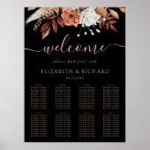 Poster Plan de table de mariage noir avec fleurs en terre (Devant)