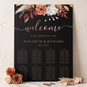 Poster Plan de table de mariage noir avec fleurs en terre