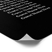 Poster Plan de table de mariage noir simple 90 (Coin)