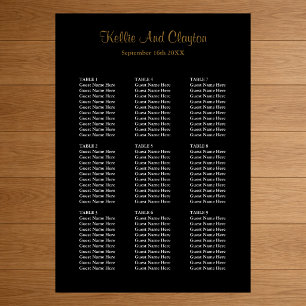 Poster Plan de table de mariage noir simple 90
