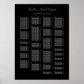 Poster Plan de table de mariage noir simple pour 160 pers (Devant)
