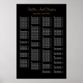 Poster Plan de table de mariage noir simple pour 160 pers (Devant)