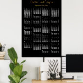 Poster Plan de table de mariage noir simple pour 160 pers (Bureau à domicile)