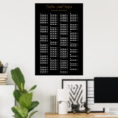 Poster Plan de table de mariage noir simple pour 200 pers (Bureau à domicile)