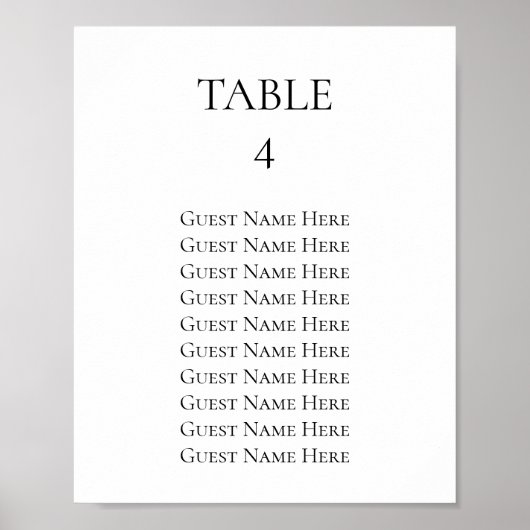 Poster Plan de table de mariage page individuelle de tail (Devant)